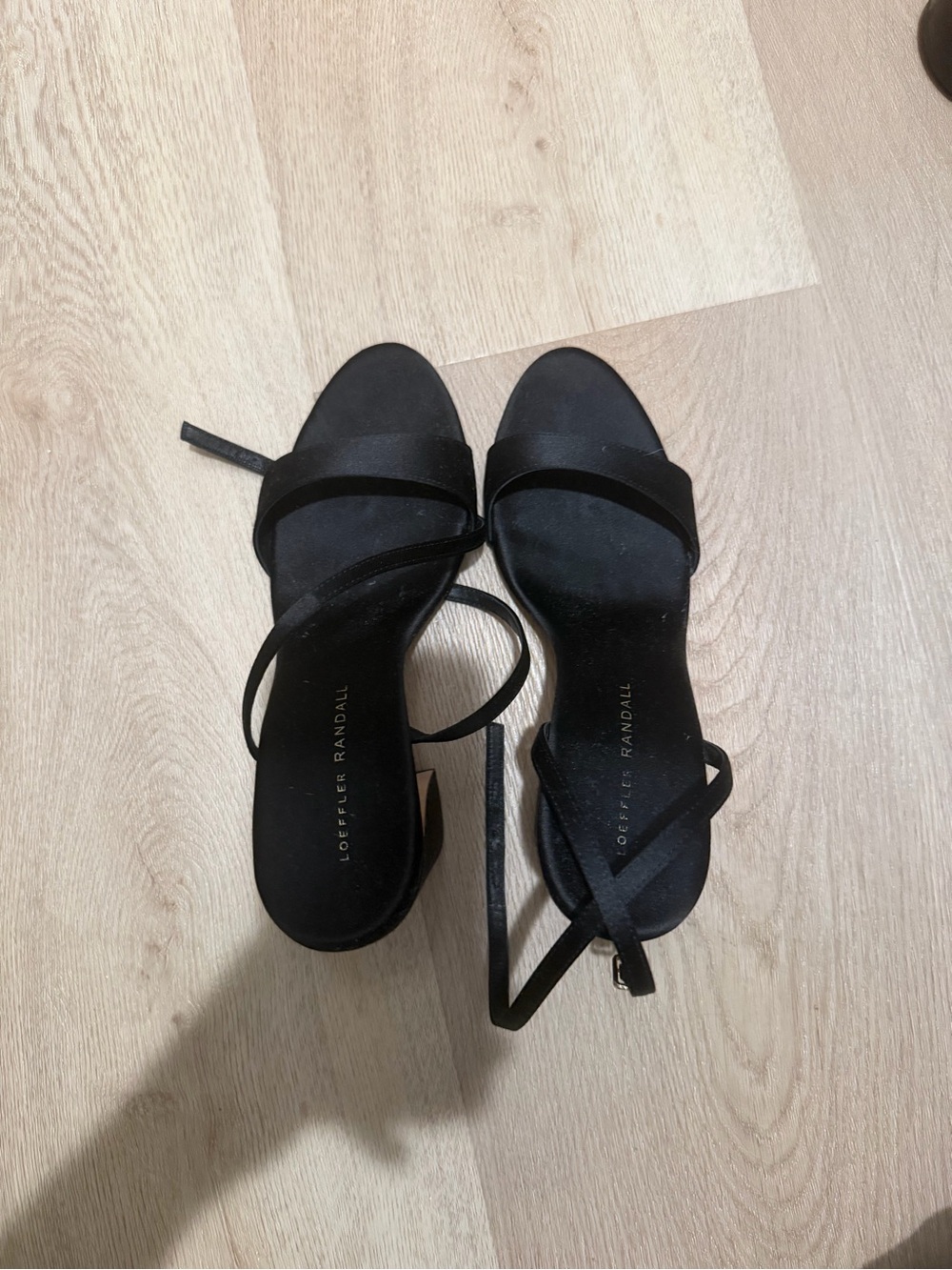 Loeffler Randall Black Satin Strappy Heel Sandals